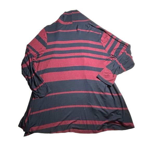 Hannah Plus Size Women’s Striped Cardigan Maroon Navy Size 3x - Picture 2 of 7